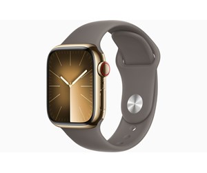 Smartklokke, Smartwatch & Sportsklokke - Apple Watch Series 9 GPS + Cellular 41mm - Gold Stainless Steel Case with Clay Sport Band - M/L - MRJ63DH/A