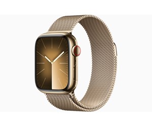 Smartklokke, Smartwatch & Sportsklokke - Apple Watch Series 9 GPS + Cellular 41mm - Gold Stainless Steel Case with Gold Milanese Loop - MRJ73DH/A