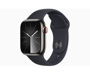 Smartklokke, Smartwatch & Sportsklokke - Apple Watch Series 9 GPS + Cellular 41mm - Graphite Stainless Steel Case with Midnight Sport Band - S/M - MRJ83DH/A