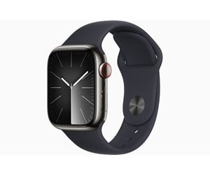 Smartklokke, Smartwatch & Sportsklokke - Apple Watch Series 9 GPS + Cellular 41mm - Graphite Stainless Steel Case with Midnight Sport Band - M/L - MRJ93DH/A