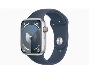 Smartklokke, Smartwatch & Sportsklokke - Apple Watch Series 9 GPS + Cellular 45mm - Silver Aluminium Case with Storm Blue Sport Band - M/L - MRMH3DH/A