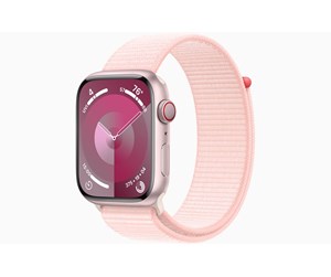 Smartklokke, Smartwatch & Sportsklokke - Apple Watch Series 9 GPS + Cellular 45mm - Pink Aluminium Case with Light Pink Sport Loop - MRMM3DH/A