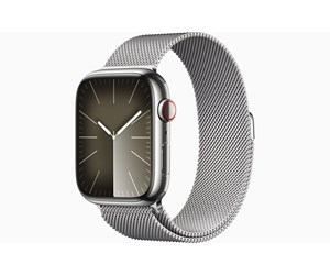 Smartklokke, Smartwatch & Sportsklokke - Apple Watch Series 9 GPS + Cellular 45mm - Silver Stainless Steel Case with Silver Milanese Loop - MRMQ3DH/A