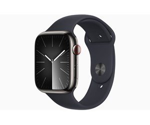 Smartklokke, Smartwatch & Sportsklokke - Apple Watch Series 9 GPS + Cellular 45mm - Graphite Stainless Steel Case with Midnight Sport Band - S/M - MRMV3DH/A