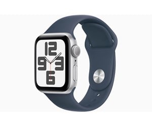 Smartklokke, Smartwatch & Sportsklokke - Apple Watch SE GPS 40mm - Silver Aluminium Case with Storm Blue Sport Band - S/M - MRE13DH/A