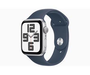 Smartklokke, Smartwatch & Sportsklokke - Apple Watch SE GPS 44mm - Silver Aluminium Case with Storm Blue Sport Band - S/M - MREC3DH/A