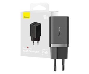 Mobil - Adaptere og ladere - Baseus 40W 2xUSB-C Wall Charger GaN5 - Black - CCGP180101