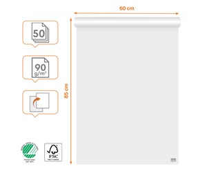 Blokker & Notisbøker - Nobo Premium Flipchart Paper Pad 600x890mm Reversible Plain or Gridded Paper 50 sheet 90gsm 1 Pack Rolled - 1915657