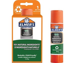 Kreative leker - Elmer's Elmers Pure skolelimstifter | Gjennomsiktig i tørr tilstand | 93 % naturlige ingredienser | 40 g | 1 stk - 2137875