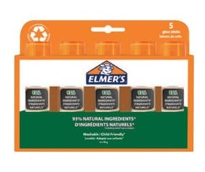 Kreative leker - Elmer's Elmers Pure skolelimstifter | Gjennomsiktig i tørr tilstand | 93 % naturlige ingredienser | 20 g | 5 stk - 2143888