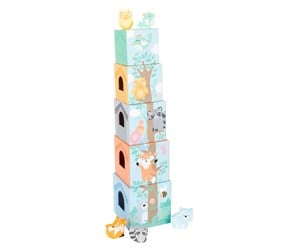 Babyleker - Small Foot - Stacking Tower with Forest Animals Pastel 10 pcs. - 11721