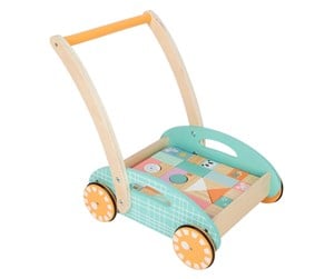 Babyleker - Small Foot - Wooden Baby Walker Carriage with Blocks Pastel 35dlg. - 11766