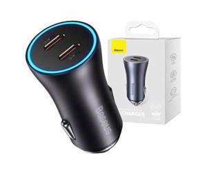 Mobil - Adaptere og ladere - Baseus Golden Contactor Pro car charger 2x USB-C 40W (Dark Gray) - CGJP000013