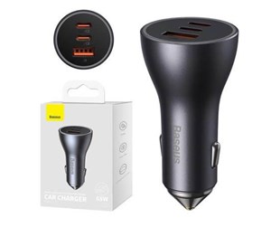 Mobil - Adaptere og ladere - Baseus Car charger  Golden Contactor Pro 2x USB-C 1x USB 65W (grey) - CGJP010013