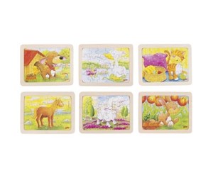 Puslespill - Goki Wooden Puzzles Animals set of 6 Tre - 57807