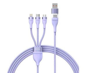 USB - Baseus 3in1 USB cable Flash Series 2 USB-C + micro USB + Lightning 100W 1.2m (purple) - CASS030105