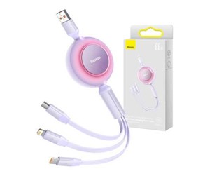 USB - Baseus Bright Mirror 3 USB 3-in-1 cable for micro USB / USB-C / Lightning 66W / 2A 1.1m (Purple) - CAMJ010105