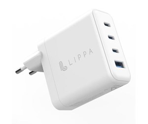 Mobil - Adaptere og ladere - Lippa 100W 3 x USB-C PD & USB-A QC GaN Wall Charger - White - LPWC100W