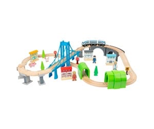 Treleker - Small Foot - Wooden Train Set with Bridge 60 pcs. - 11492