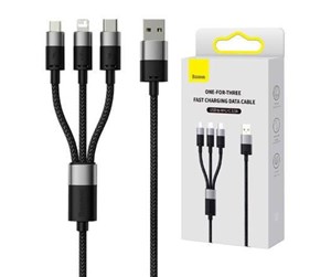 USB - Baseus 3in1 USB cable  StarSpeed Series USB-C + Micro + Lightning 3.5A 1.2m (Black) - CAXS000001