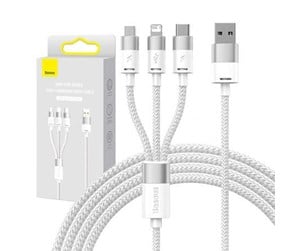 USB - Baseus 3in1 USB cable  StarSpeed Series USB-C + Micro + Lightning 3.5A 1.2m (White) - CAXS000002