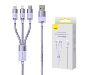 USB - Baseus 3in1 USB cable  StarSpeed Series USB-C + Micro + Lightning 3.5A 1.2m (Purple) - CAXS000005