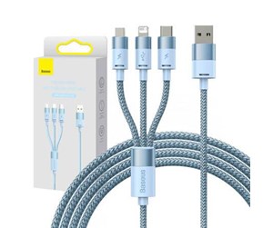 USB - Baseus 3in1 USB cable  StarSpeed Series USB-C + Micro + Lightning 3.5A 1.2m (Blue) - CAXS000017