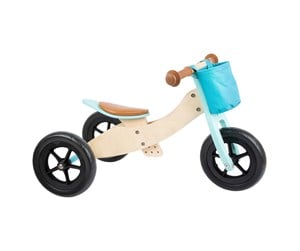 Utendørsleker - Small Foot - Wooden Tricycle and Balance Bike 2in1 Maxi Turquoise - 11609