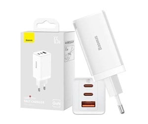 Mobil - Adaptere og ladere - Baseus Wall charger  GaN5 Pro 2xUSB-C + USB 65W (white) - CCGP120202