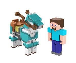 Figurer - Mattel Minecraft Steve And Armored Horse Figures 8cm - GTT53/HDV39