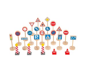 Treleker - Small Foot - Wooden Mini Traffic Sign Set 25 pcs. - 11736