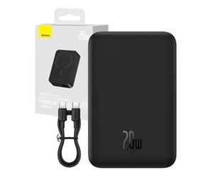 Nødlader - Baseus Powerbank Magnetic Mini 20000mAh 20W MagSaf Nødlader - Svart - 20000 mAh - PPCX150001