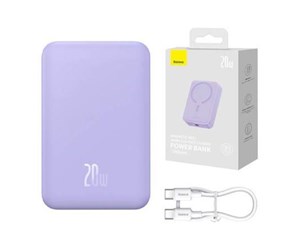 Nødlader - Baseus Powerbank Magnetic Mini 20000mAh 20W MagSafe (purple) Nødlader - Lilla - 20000 mAh - PPCX150005