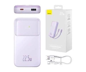 Nødlader - Baseus Powerbank Comet with USB to USB-C cable 10000mAh 22.5W (purple) Nødlader - Lilla - 10000 mAh - PPMD020005