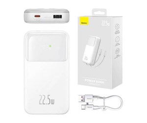 Nødlader - Baseus Powerbank Comet 20000mAh USB do USB-C 22.5W (white) Nødlader - Hvit - 20000 mAh - PPMD020102