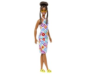 Dukker, Bamser & Utstyr - Barbie Fashionistas Doll #210 With Bun And Crochet Halter Dress 30cm - HJT07