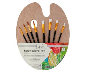 Arts & Crafts - Tilbehør - Nassau Wooden palette with 4 flat and 4 round  brushes - K-AR0822/GE