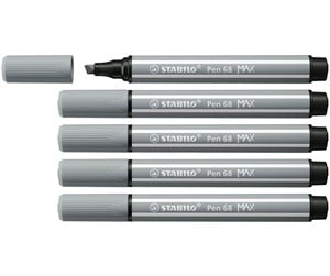 Skole - STABILO Pen 68 MAX - Felt-tip pen with thick chisel tip - Medium Cold Gray - 768/95