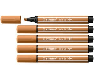 Skole - STABILO Pen 68 MAX - Felt-tip pen with thick chisel tip - Dark Ocher - 768/89