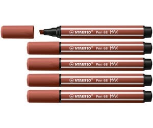 Skole - STABILO Pen 68 MAX - Felt-tip pen with thick chisel tip - Sienna - 768/75