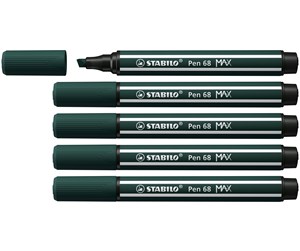 Skole - STABILO Pen 68 MAX - Felt-tip pen with thick chisel tip - earth green - 768/63