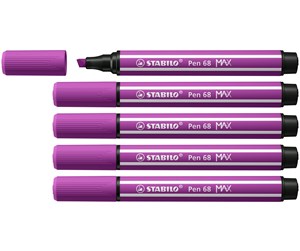 Skole - STABILO Pen 68 MAX - Felt-tip pen with thick chisel point - Lilac - 768/58