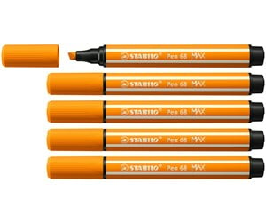 Skole - STABILO Pen 68 MAX - Felt-tip pen with thick chisel tip - Orange - 768/54