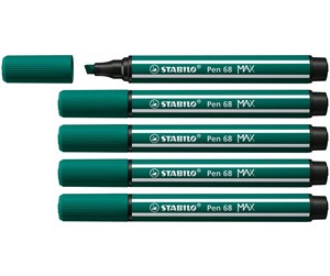 Skole - STABILO Pen 68 MAX - Felt-tip pen with thick chisel tip - turquoise green - 768/53