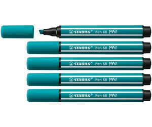 Skole - STABILO Pen 68 MAX - Felt-tip pen with thick chisel tip - turquoise blue - 768/51