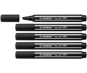 Skole - STABILO Pen 68 MAX - Felt-tip pen with thick chisel tip - black - 768/46