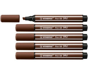 Skole - STABILO Pen 68 MAX - Felt-tip pen with thick chisel tip - brown - 768/45