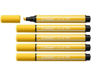 Skole - STABILO Pen 68 MAX - Felt-tip pen with thick chisel tip - yellow - 768/44