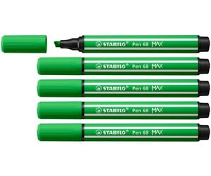 Skole - STABILO Pen 68 MAX - Felt-tip pen with thick chisel tip - leafy green - 768/43