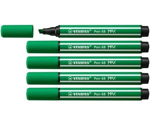 Skole - STABILO Pen 68 MAX - Felt-tip Pen With Thick Chisel Tip - Emerald Green - 768/36